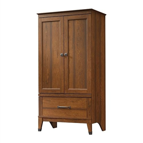 Bedroom Wardrobe Cabinet Storage Armoire in Medium Brown Cherry Wood