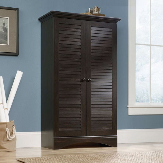 Multi-Purpose Wardrobe Armoire Storage Cabinet in Dark Brown Antique