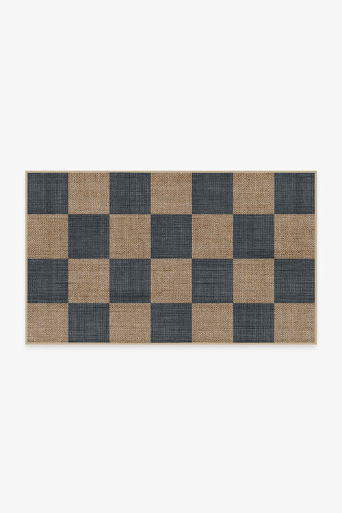 Checkerboard Soft Navy Re-Jute Rug