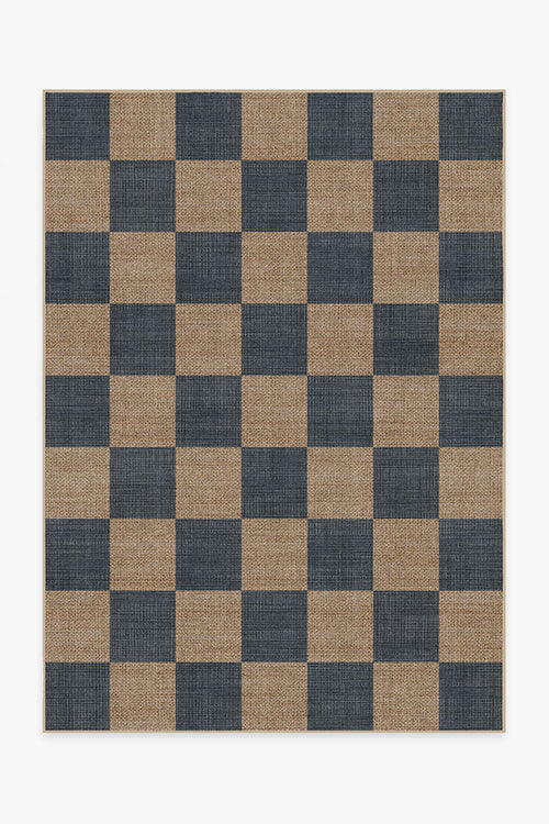 Checkerboard Soft Navy Re-Jute Rug