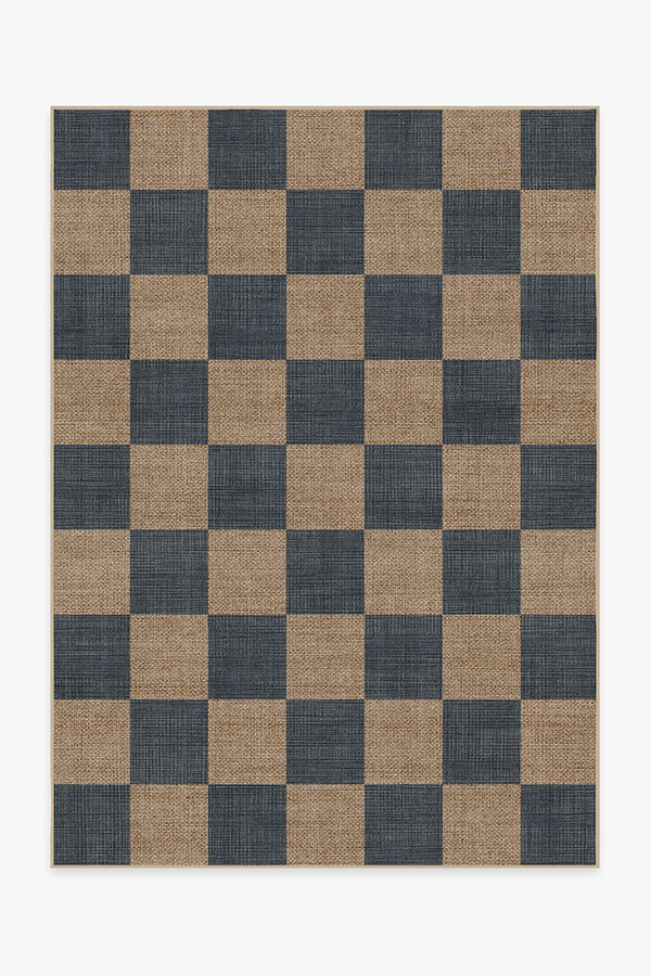 Checkerboard Soft Navy Re-Jute Rug