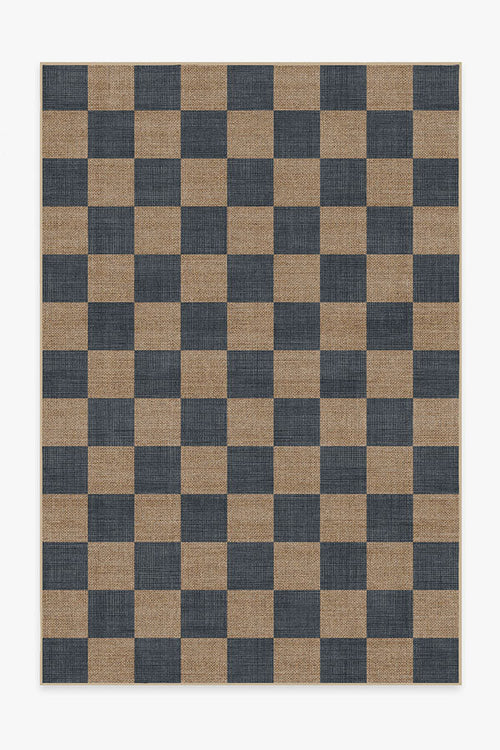 Checkerboard Soft Navy Re-Jute Rug